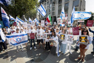 Pro-Israel protest by the Stop The Hate movement at Pret, 190 The Strand, London, UK. 
