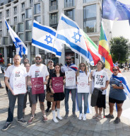 Pro-Israel protest by the Stop The Hate movement at Pret, 190 The Strand, London, UK. 