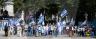 Pro-Israel protest by the Stop The Hate movement at Pret, 190 The Strand, London, UK. 