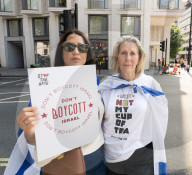 Pro-Israel protest by the Stop The Hate movement at Pret, 190 The Strand, London, UK. 