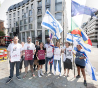 Pro-Israel protest by the Stop The Hate movement at Pret, 190 The Strand, London, UK. 