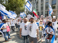 Pro-Israel protest by the Stop The Hate movement at Pret, 190 The Strand, London, UK. 