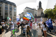 Pro-Israel protest by the Stop The Hate movement at Pret, 190 The Strand, London, UK. 