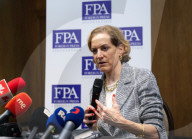 Briefing with Anne Applebaum at the Foreign Press Association, London, UK 