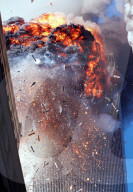 World Trade Center hit by hijacked jetliners