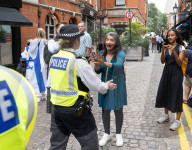Stop The Hate’s NOVA 'rave' outside the Israeli Embassy in London, UK.