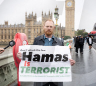 Mark Birbeck Hamas protest on Westminster Bridge, London, UK.