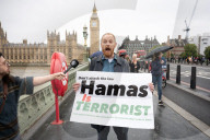 Mark Birbeck Hamas protest on Westminster Bridge, London, UK.