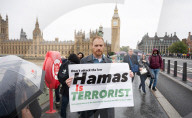 Mark Birbeck Hamas protest on Westminster Bridge, London, UK.