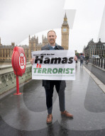 Mark Birbeck Hamas protest on Westminster Bridge, London, UK.