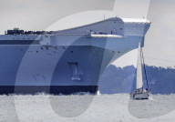 HMS Queen Elizabeth arrives in The Solent in Gosport, UK.