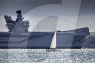 HMS Queen Elizabeth arrives in The Solent in Gosport, UK.