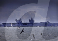 HMS Queen Elizabeth arrives in The Solent in Gosport, UK.