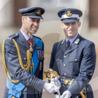 A gaunt looking Prince William sports a beard at Sovereign's Parade