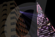 San Francisco's iconic Transamerica Pyramid lit in laser show