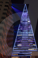 San Francisco's iconic Transamerica Pyramid lit in laser show