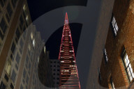 San Francisco's iconic Transamerica Pyramid lit in laser show