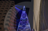 San Francisco's iconic Transamerica Pyramid lit in laser show