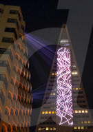San Francisco's iconic Transamerica Pyramid lit in laser show
