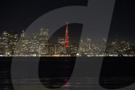 San Francisco's iconic Transamerica Pyramid lit in laser show
