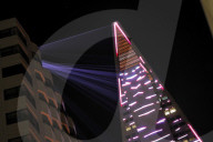 San Francisco's iconic Transamerica Pyramid lit in laser show