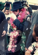 EXCLUSIVE: NEVER BEFORE SEEN PHOTOS! Michael Jackson smiles and greets fans giving him Hawaiian flower leis at Honolulu Airport in 1997 where his private plane was landing for the first show of the last leg of his HIStory World Tour at Aloha Stadium