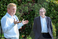 Tom Tugendhat Campaigning in Bushey Heath in Bushey Heath, UK.