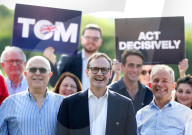 Tom Tugendhat Campaigning in Bushey Heath in Bushey Heath, UK.