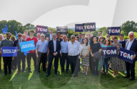 Tom Tugendhat Campaigning in Bushey Heath in Bushey Heath, UK.