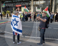 Pro Israel campaign group Stop The Hate rally outside the Brent Civic Centre, Wembley, Middlesex, UK.