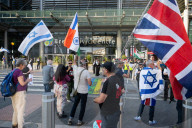 Pro Israel campaign group Stop The Hate rally outside the Brent Civic Centre, Wembley, Middlesex, UK.