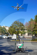 Autonomous robot home food delivery takes to skies.