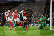 UEFA Champions League match between Arsenal and Paris Saint-Germain at the Emirates Stadium in London, UK.