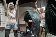 Femen activists protest Iran and its dark alliance with Russia