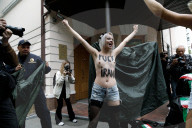 Femen activists protest Iran and its dark alliance with Russia