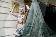 Femen activists protest Iran and its dark alliance with Russia