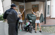 Femen activists protest Iran and its dark alliance with Russia
