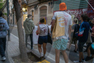 Barcelona - Anti-tourism protest in the Eixample neighborhood of Barcelona