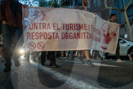 Barcelona - Anti-tourism protest in the Eixample neighborhood of Barcelona