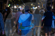 Barcelona - Anti-tourism protest in the Eixample neighborhood of Barcelona