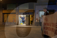 Barcelona - Anti-tourism protest in the Eixample neighborhood of Barcelona