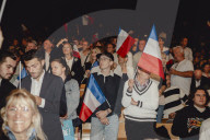 Marine Le Pen et Jordan Bardella lors du meeting du RN (Rassemblement National) au Palais Nikaia à Nice
