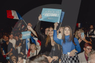 Marine Le Pen et Jordan Bardella lors du meeting du RN (Rassemblement National) au Palais Nikaia à Nice