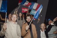 Marine Le Pen et Jordan Bardella lors du meeting du RN (Rassemblement National) au Palais Nikaia à Nice