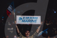 Marine Le Pen et Jordan Bardella lors du meeting du RN (Rassemblement National) au Palais Nikaia à Nice