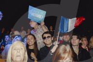 Marine Le Pen et Jordan Bardella lors du meeting du RN (Rassemblement National) au Palais Nikaia à Nice