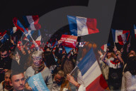 Marine Le Pen et Jordan Bardella lors du meeting du RN (Rassemblement National) au Palais Nikaia à Nice