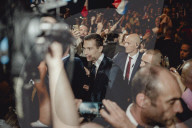 Marine Le Pen et Jordan Bardella lors du meeting du RN (Rassemblement National) au Palais Nikaia à Nice