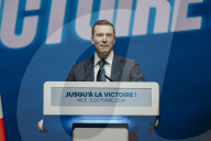 Marine Le Pen et Jordan Bardella lors du meeting du RN (Rassemblement National) au Palais Nikaia à Nice
