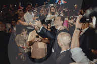 Marine Le Pen et Jordan Bardella lors du meeting du RN (Rassemblement National) au Palais Nikaia à Nice